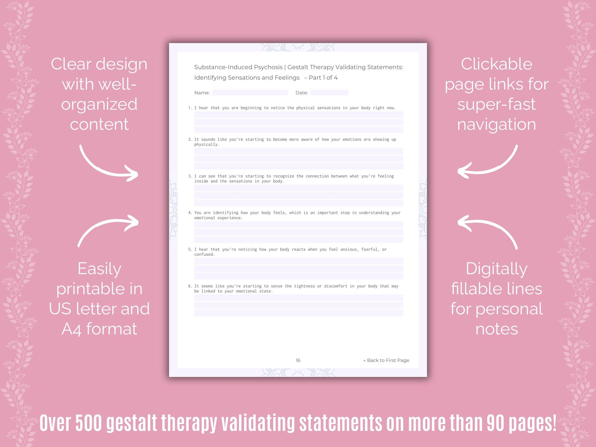 Substance-Induced Psychosis Gestalt Therapy Counseling Templates