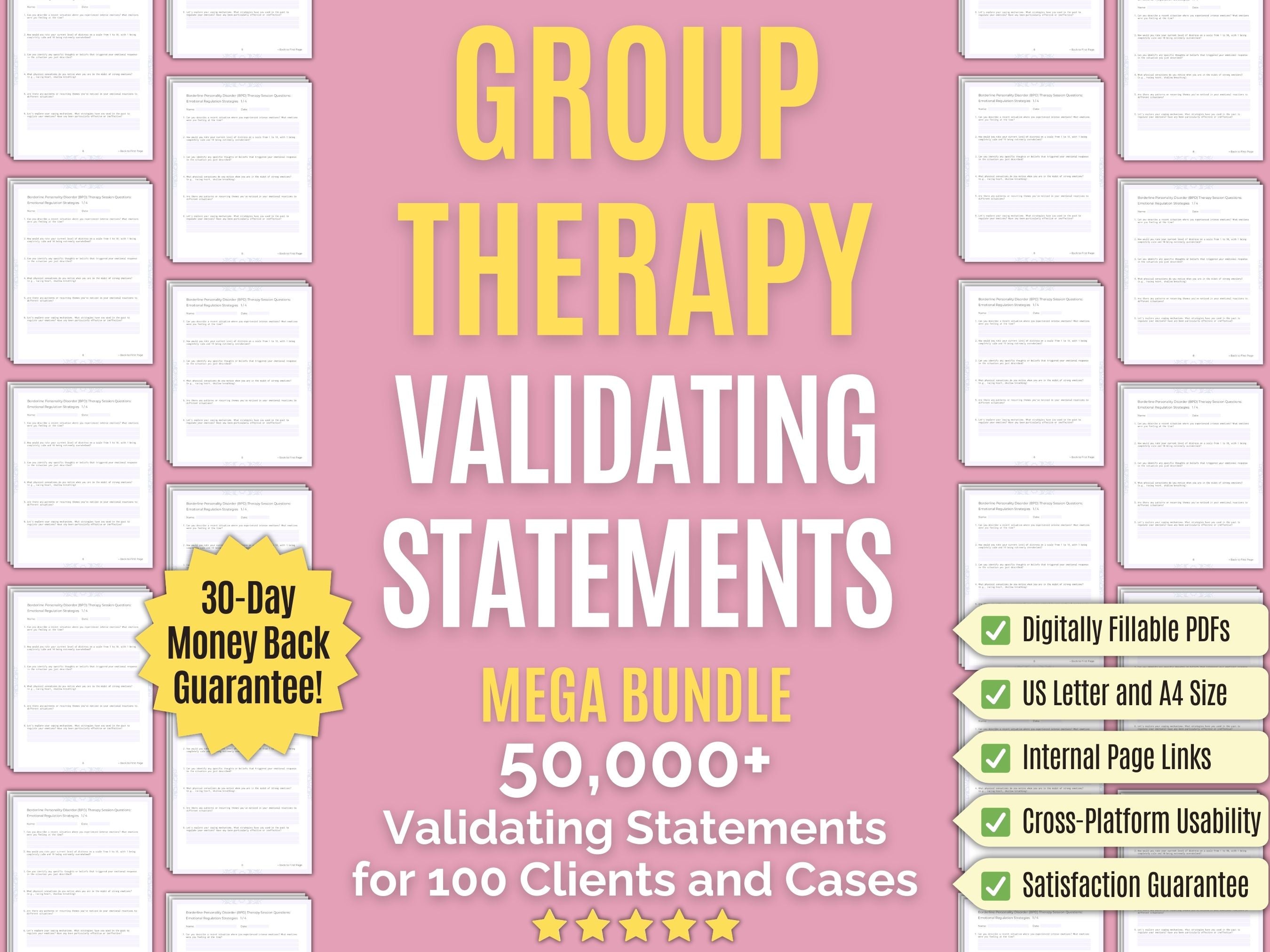 Group Therapy Validating Statements Workbooks Mega Bundle – Karlstein ...
