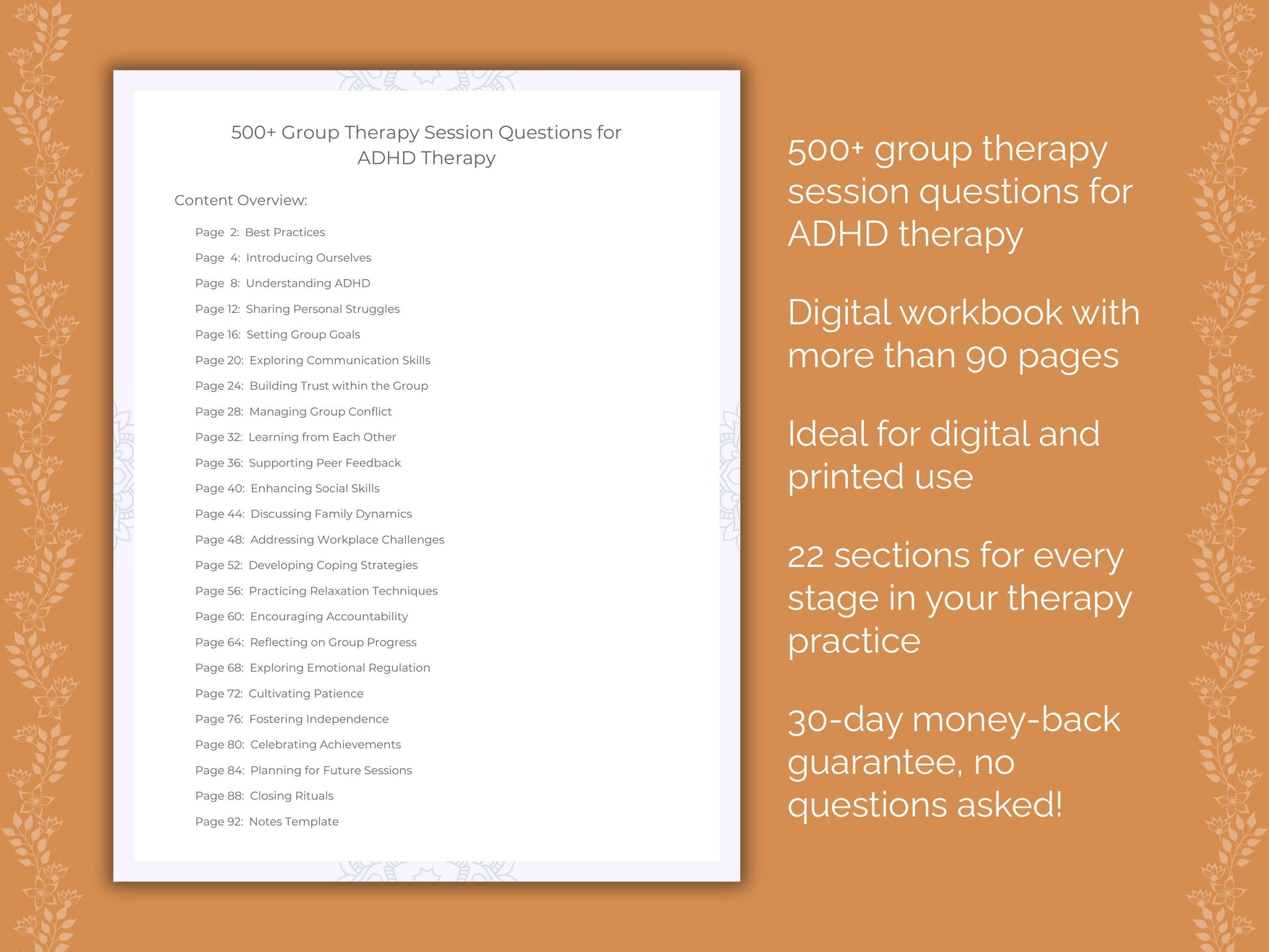 ADHD Group Therapy Therapist Worksheets