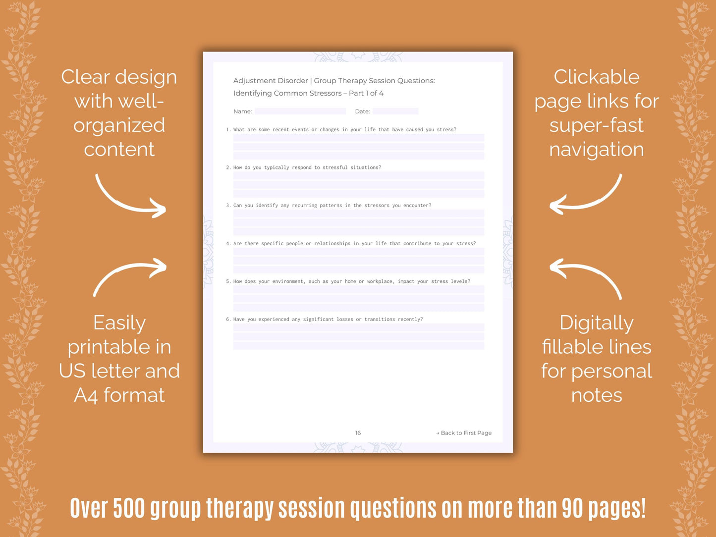 Adjustment Disorder Group Therapy Counseling Templates