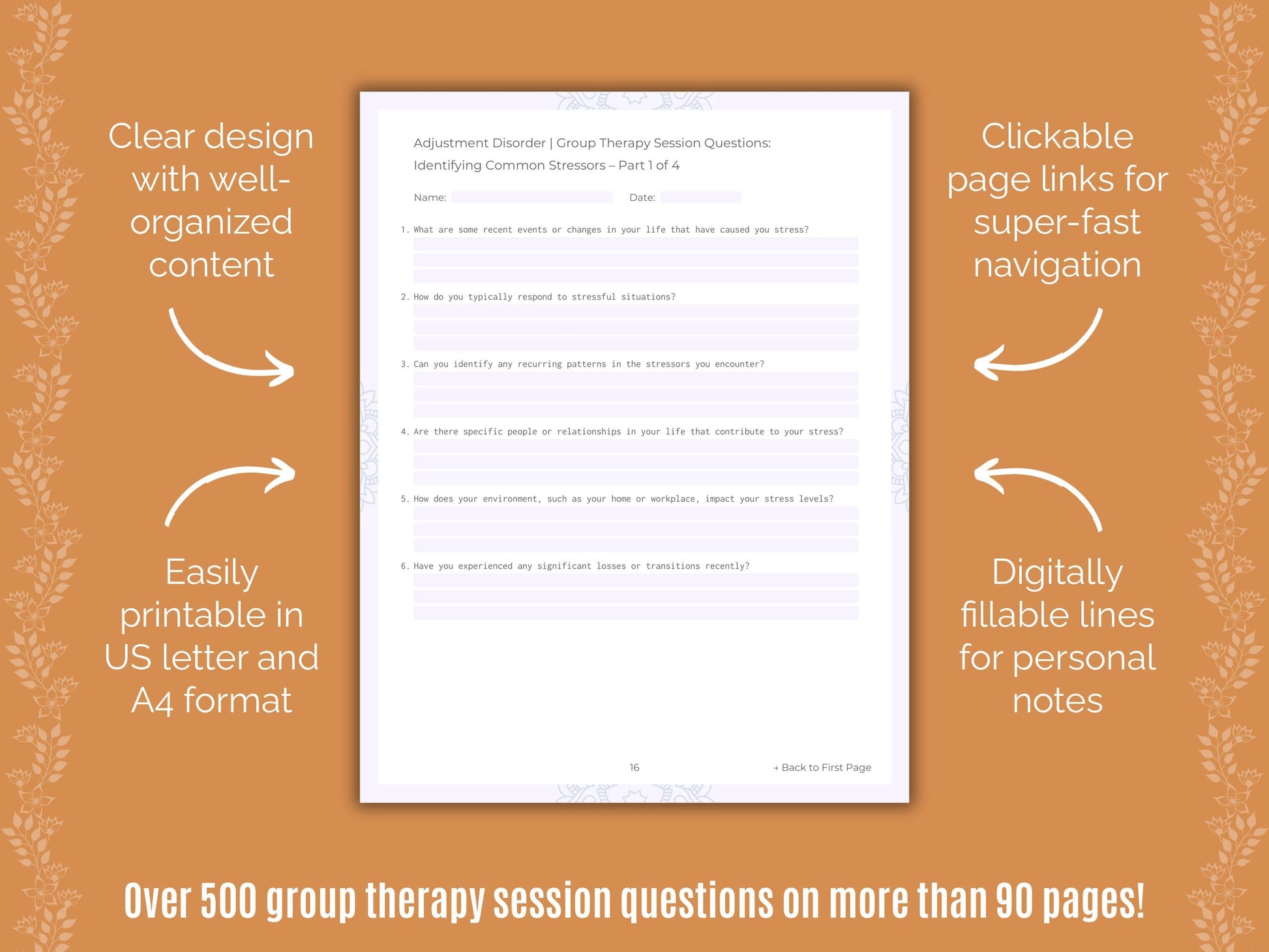 Adjustment Disorder Group Therapy Counseling Templates