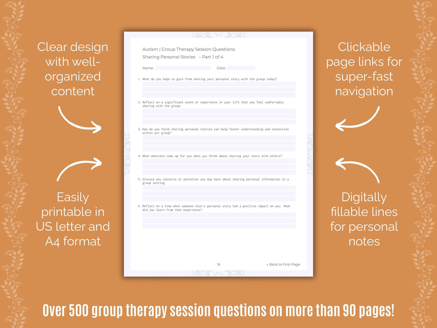 Autism Spectrum Disorder Group Therapy Counseling Templates