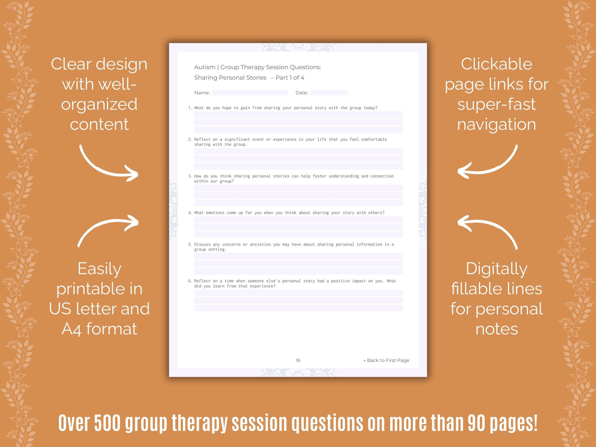 Autism Spectrum Disorder Group Therapy Counseling Templates