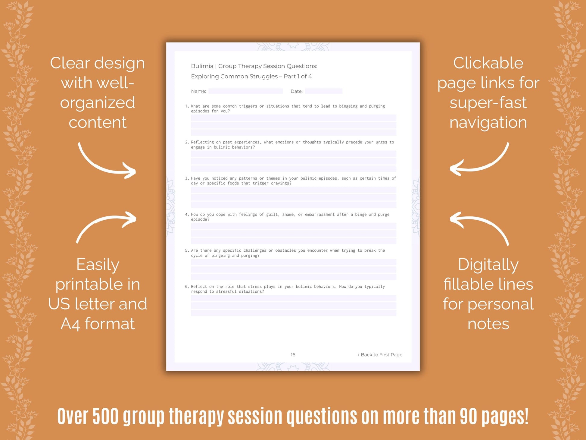 Bulimia Group Therapy Counseling Templates