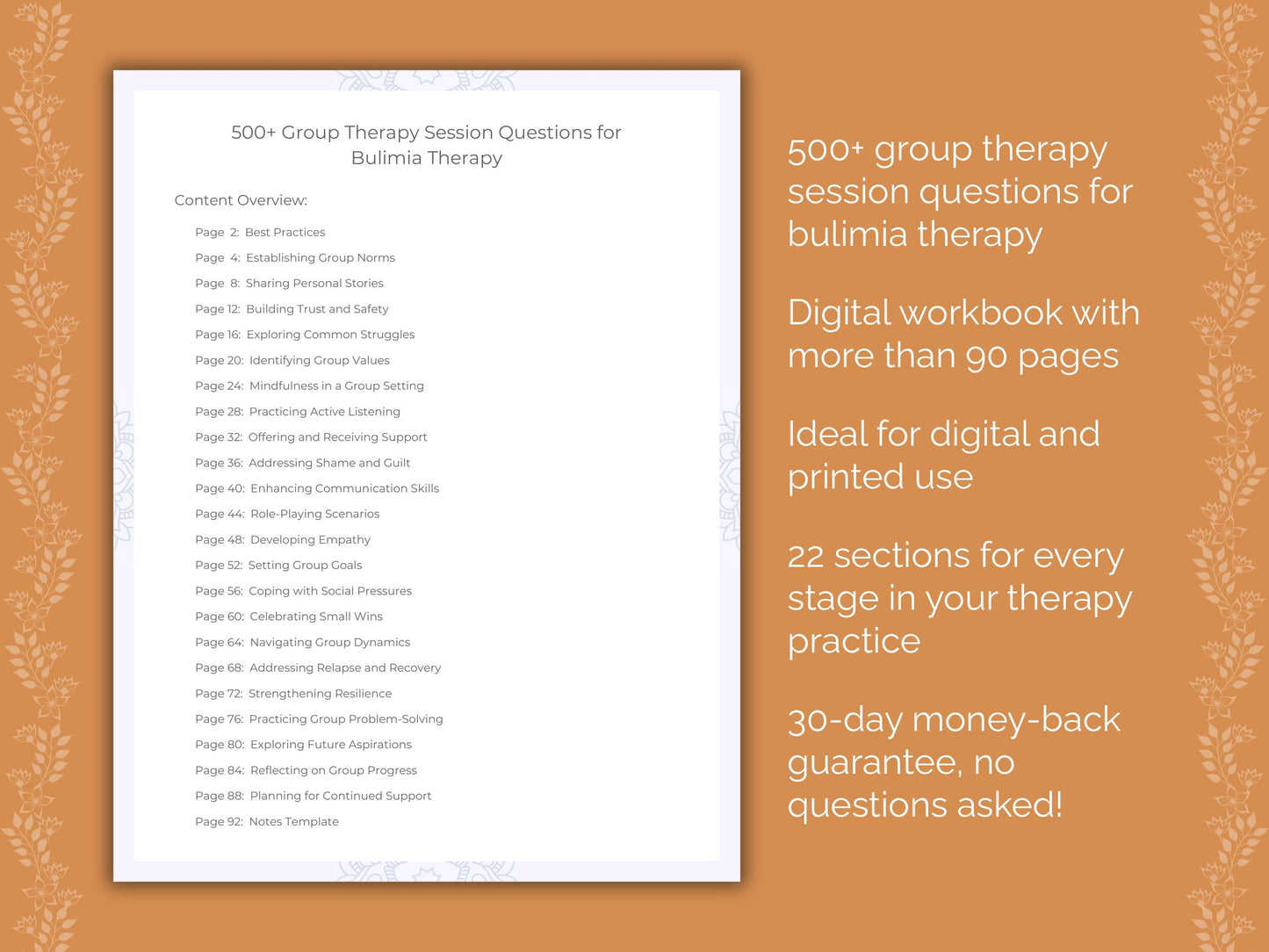 Bulimia Group Therapy Therapist Worksheets