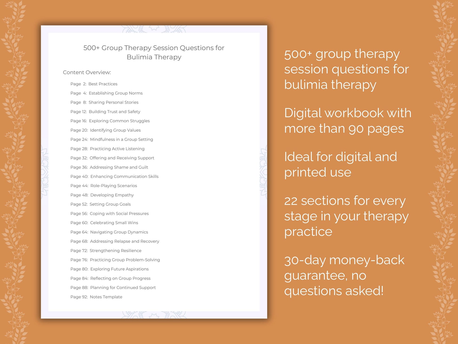 Bulimia Group Therapy Therapist Worksheets