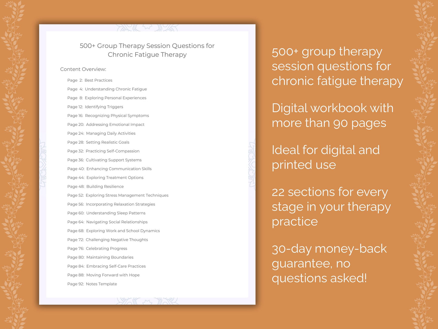 Chronic Fatigue Group Therapy Therapist Worksheets