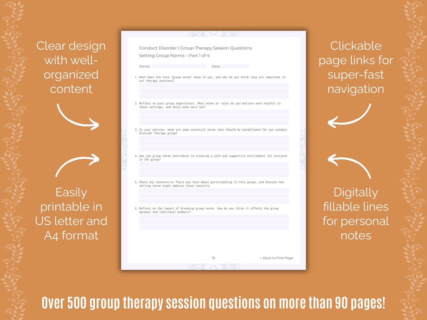 Conduct Disorder Group Therapy Counseling Templates