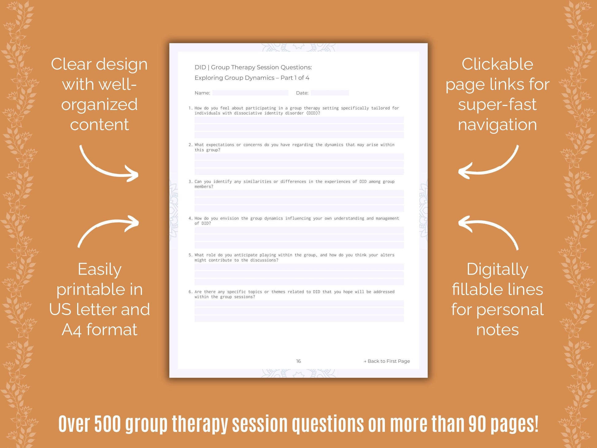 Dissociative Identity Disorder (DID) Group Therapy Counseling Templates