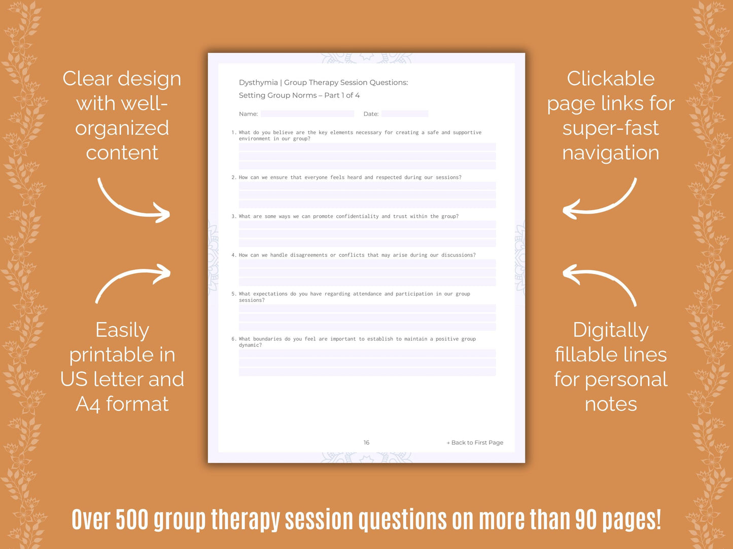 Dysthymia Group Therapy Counseling Templates