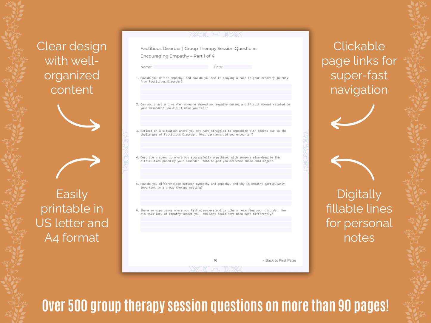 Factitious Disorder Group Therapy Counseling Templates