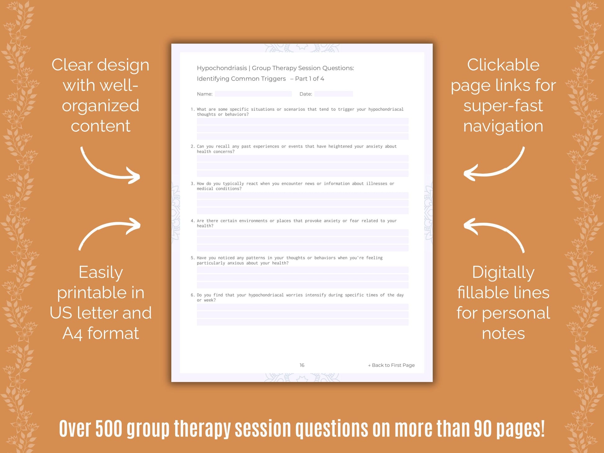 Hypochondriasis Group Therapy Counseling Templates