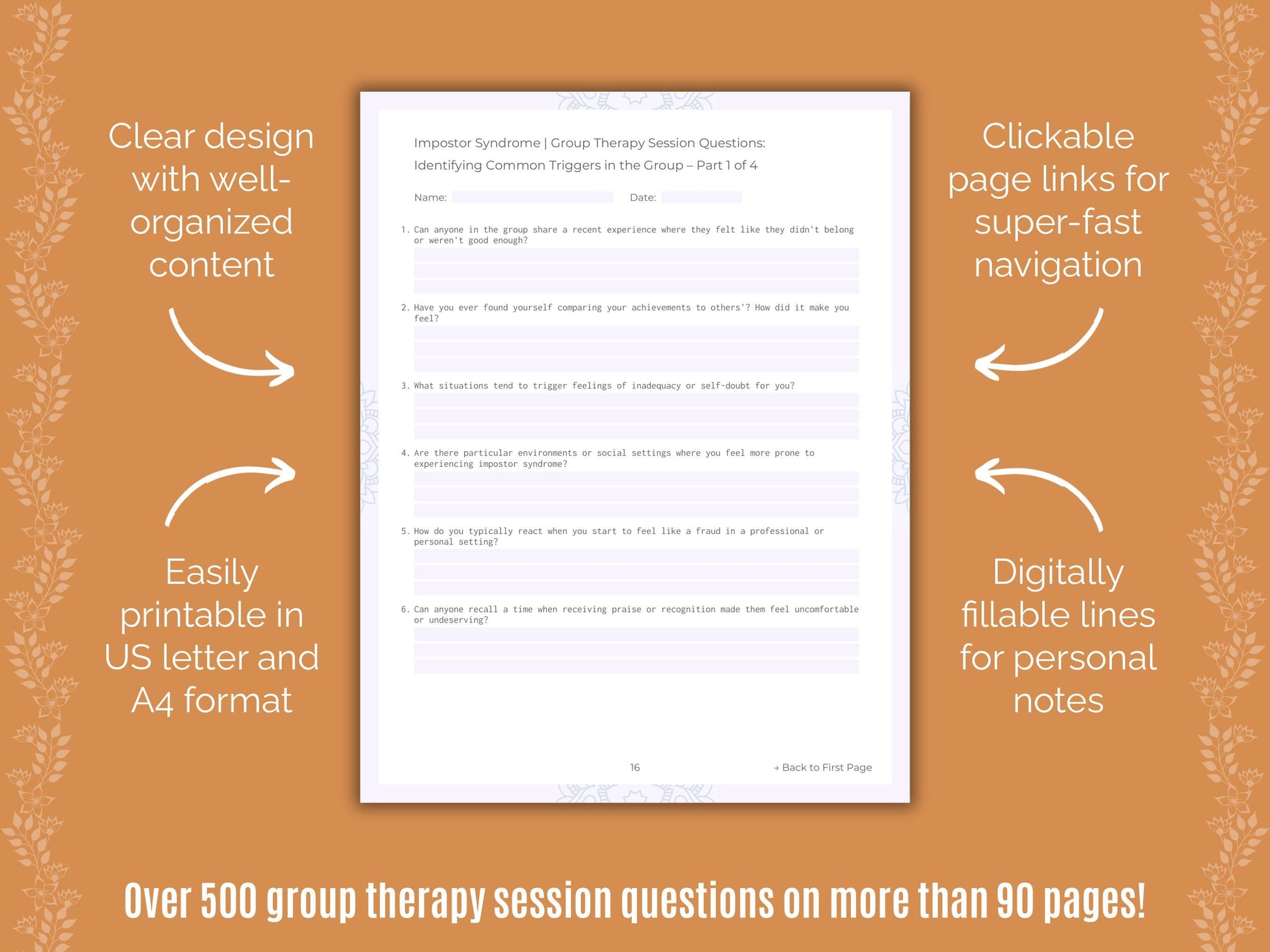 Impostor Syndrome Group Therapy Counseling Templates