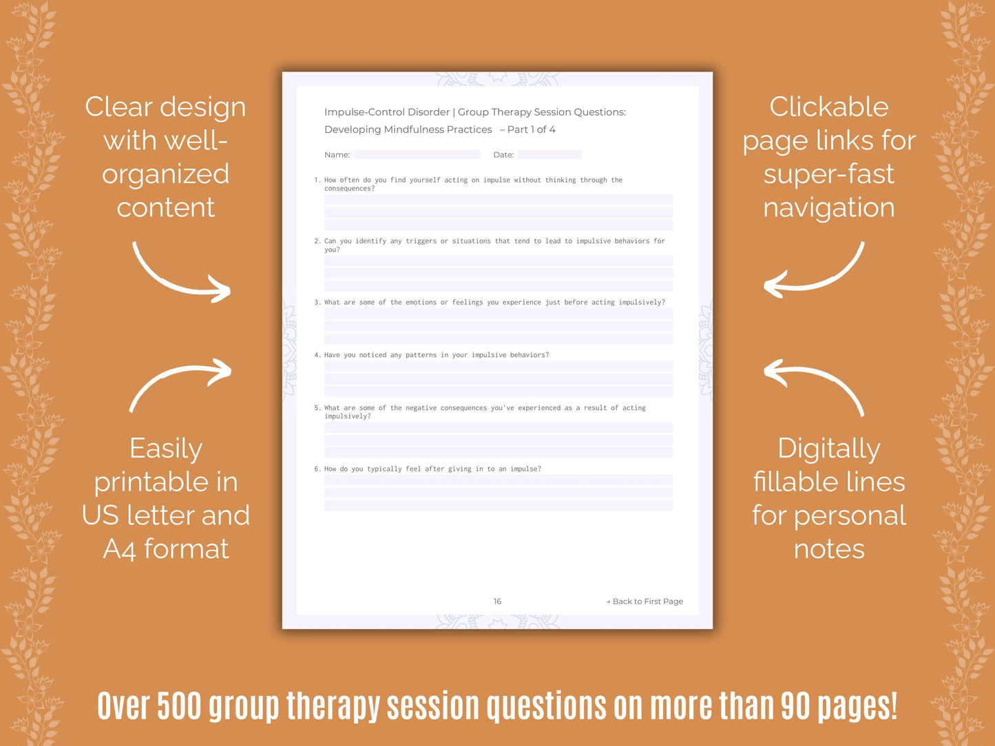 Impulse-Control Disorder (ICD) Group Therapy Counseling Templates