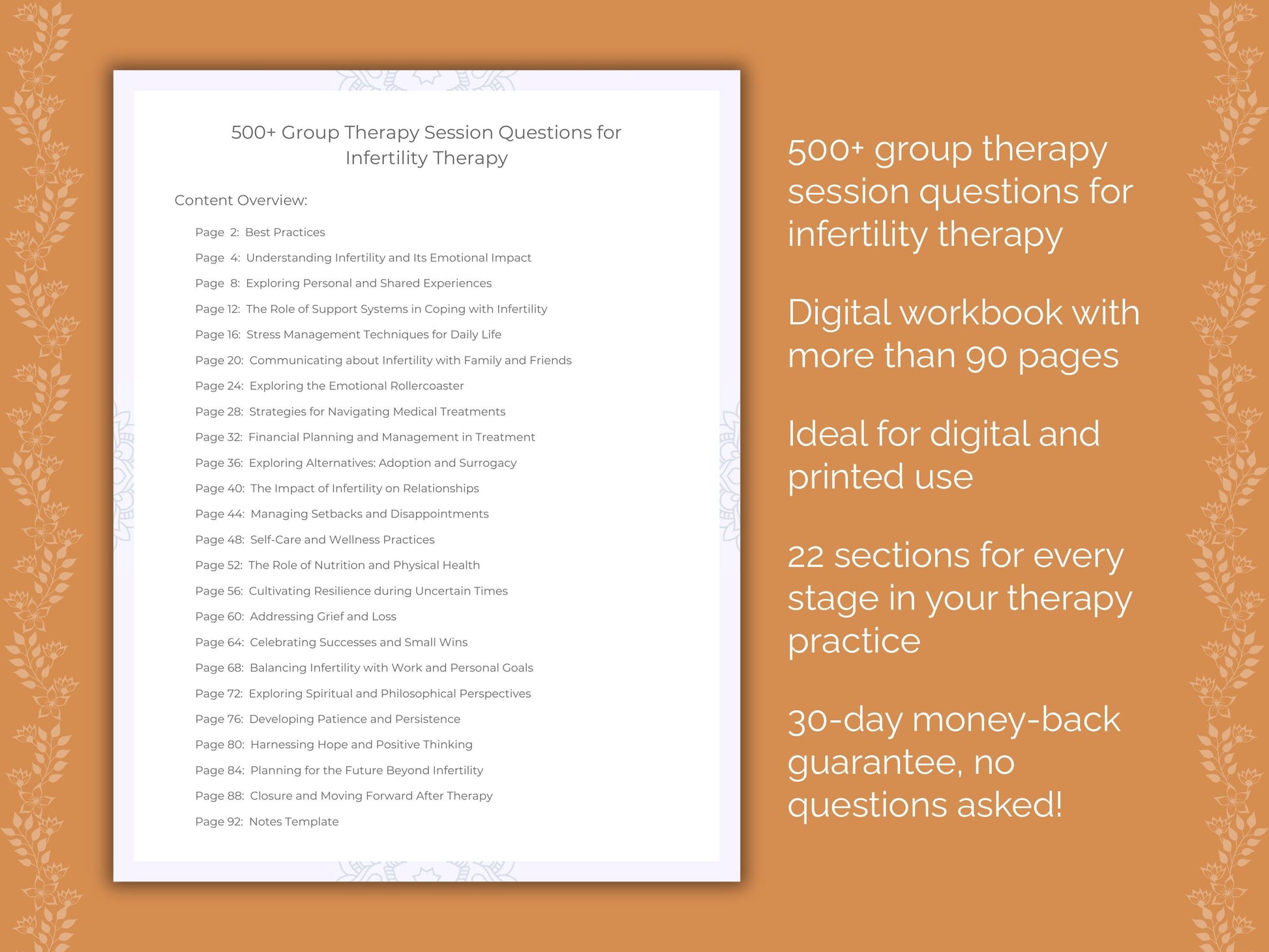 Infertility Group Therapy Therapist Worksheets