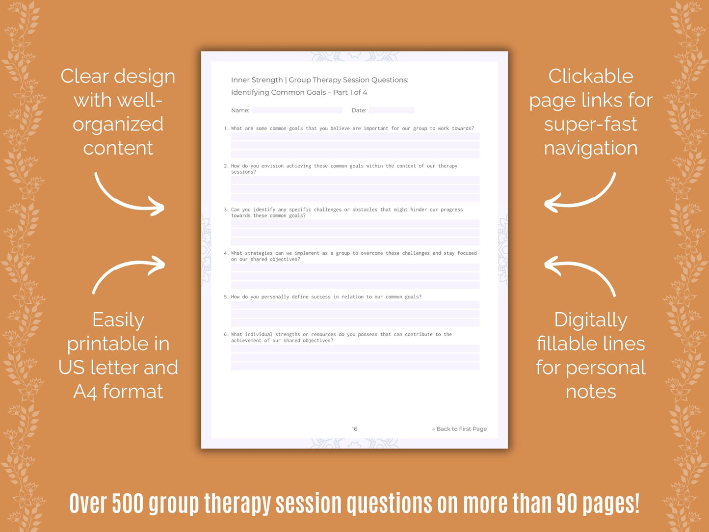 Inner Strength Group Therapy Counseling Templates