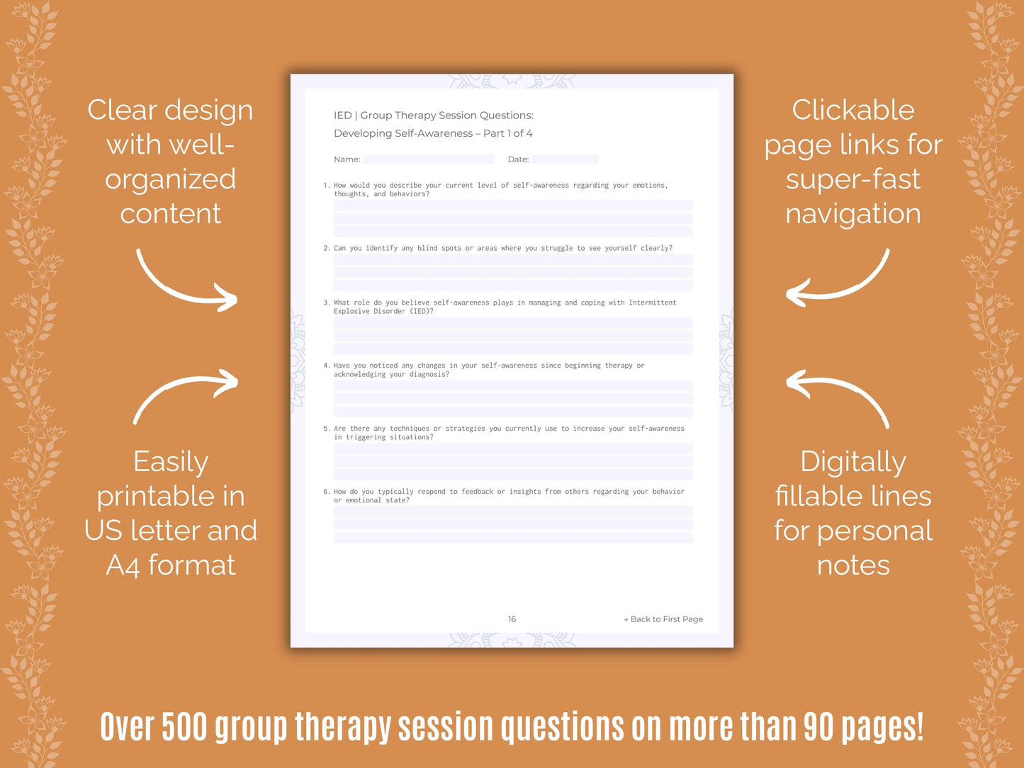 Intermittent Explosive Disorder (IED) Group Therapy Counseling Templates