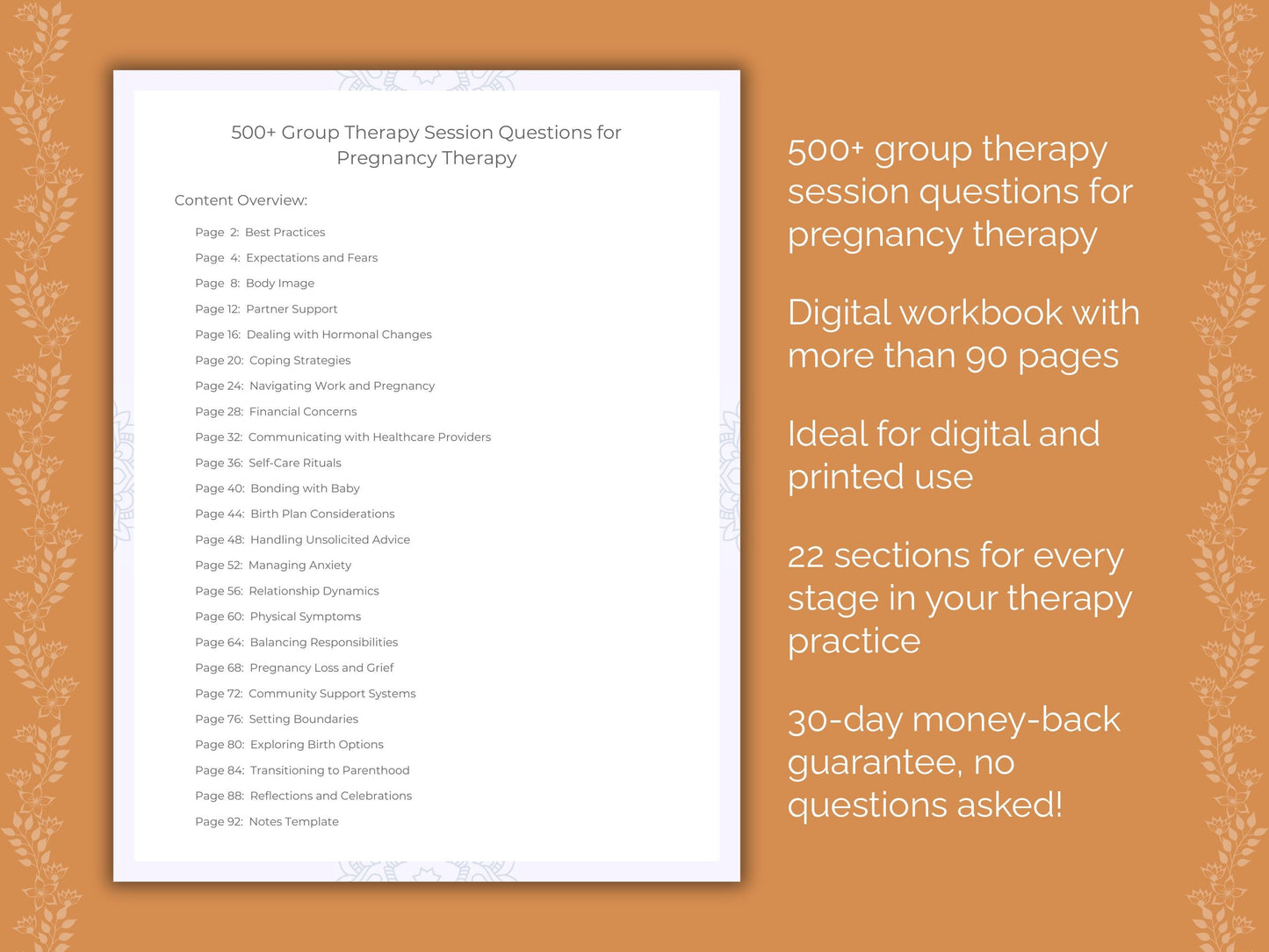 Pregnancy Group Therapy Therapist Worksheets