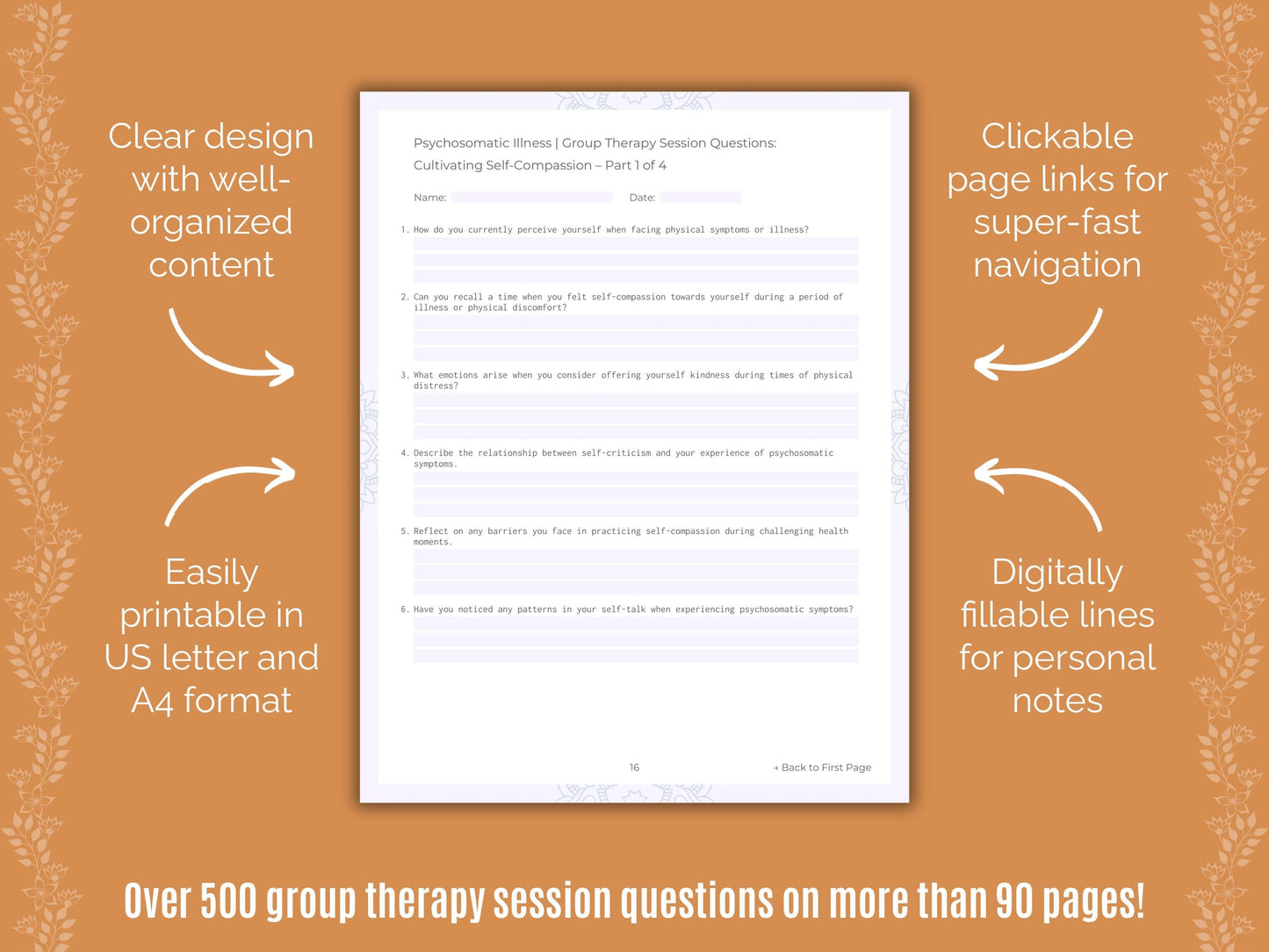 Psychosomatic Illness Group Therapy Counseling Templates