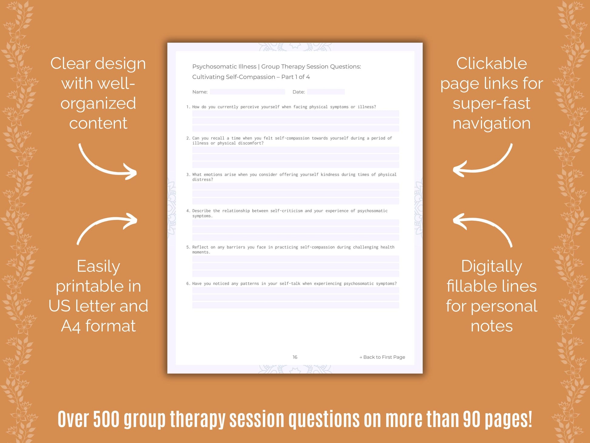 Psychosomatic Illness Group Therapy Counseling Templates