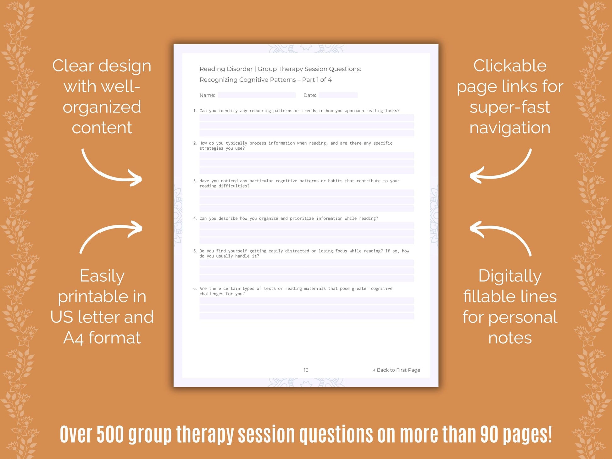 Reading Disorder Group Therapy Counseling Templates