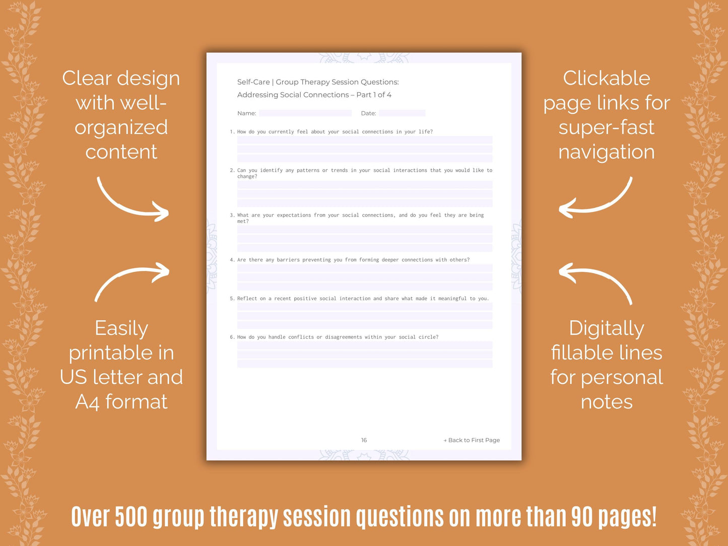 Self-Care Group Therapy Counseling Templates