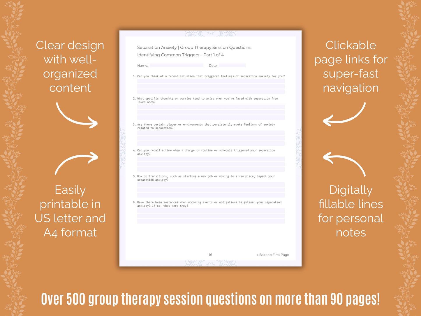 Separation Anxiety Group Therapy Counseling Templates