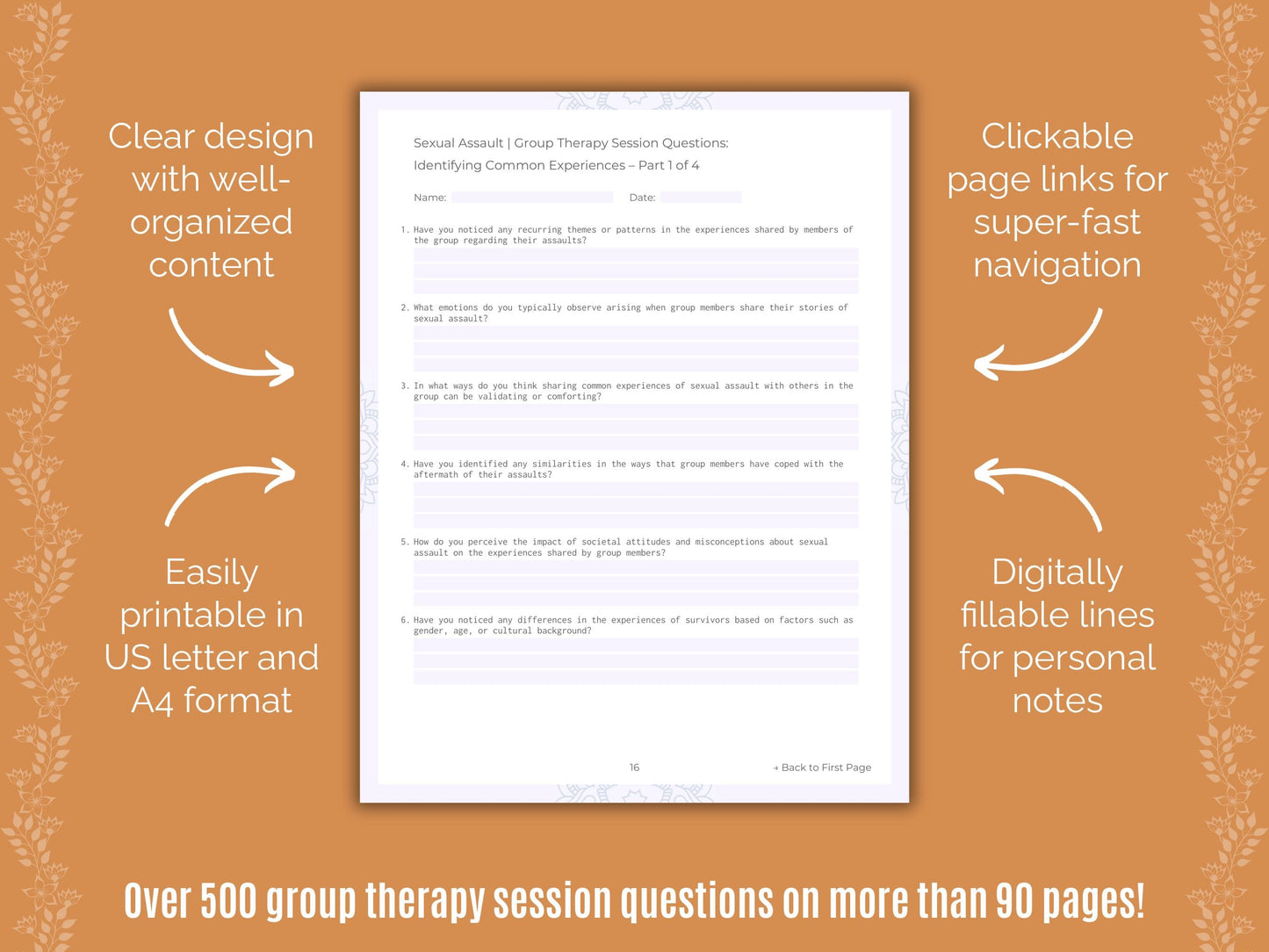 Sexual Assault Group Therapy Counseling Templates