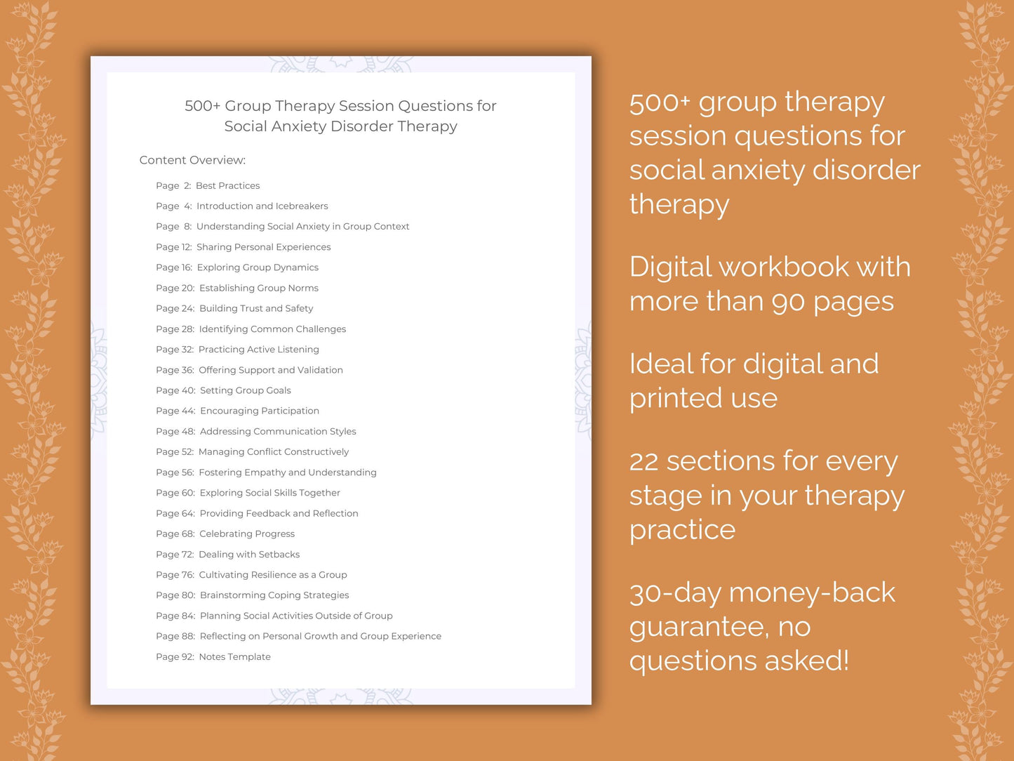 Social Anxiety Disorder Group Therapy Therapist Worksheets