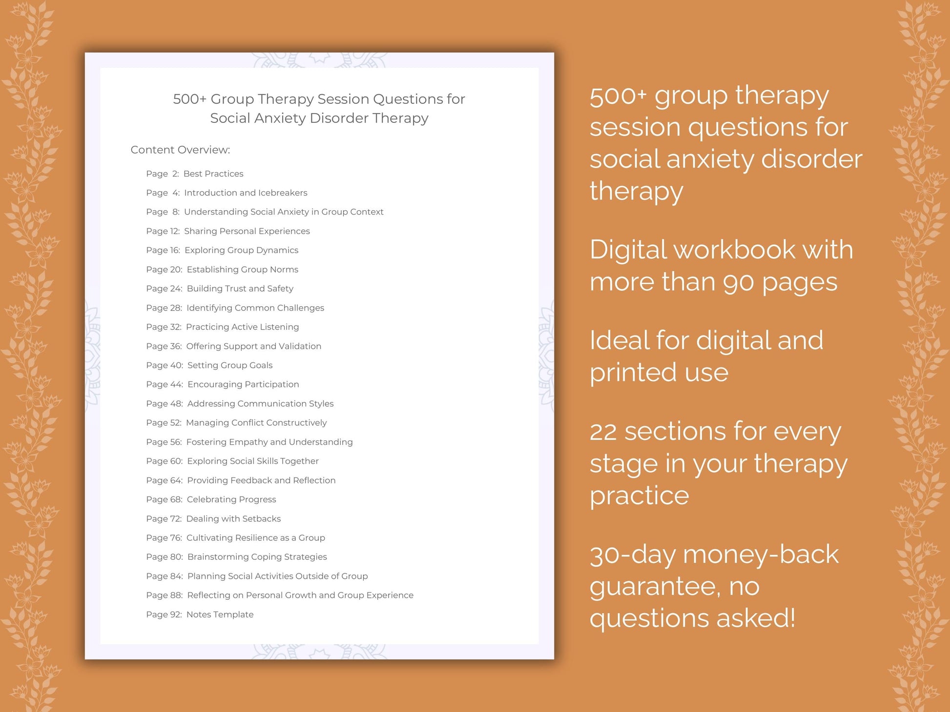 Social Anxiety Disorder Group Therapy Therapist Worksheets