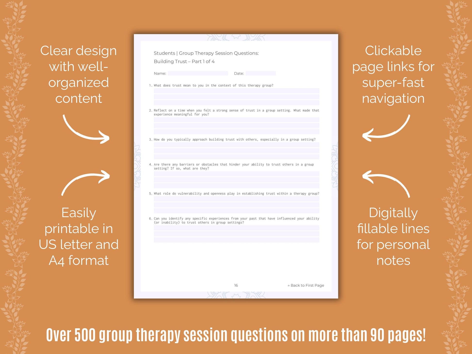 Students Group Therapy Counseling Templates