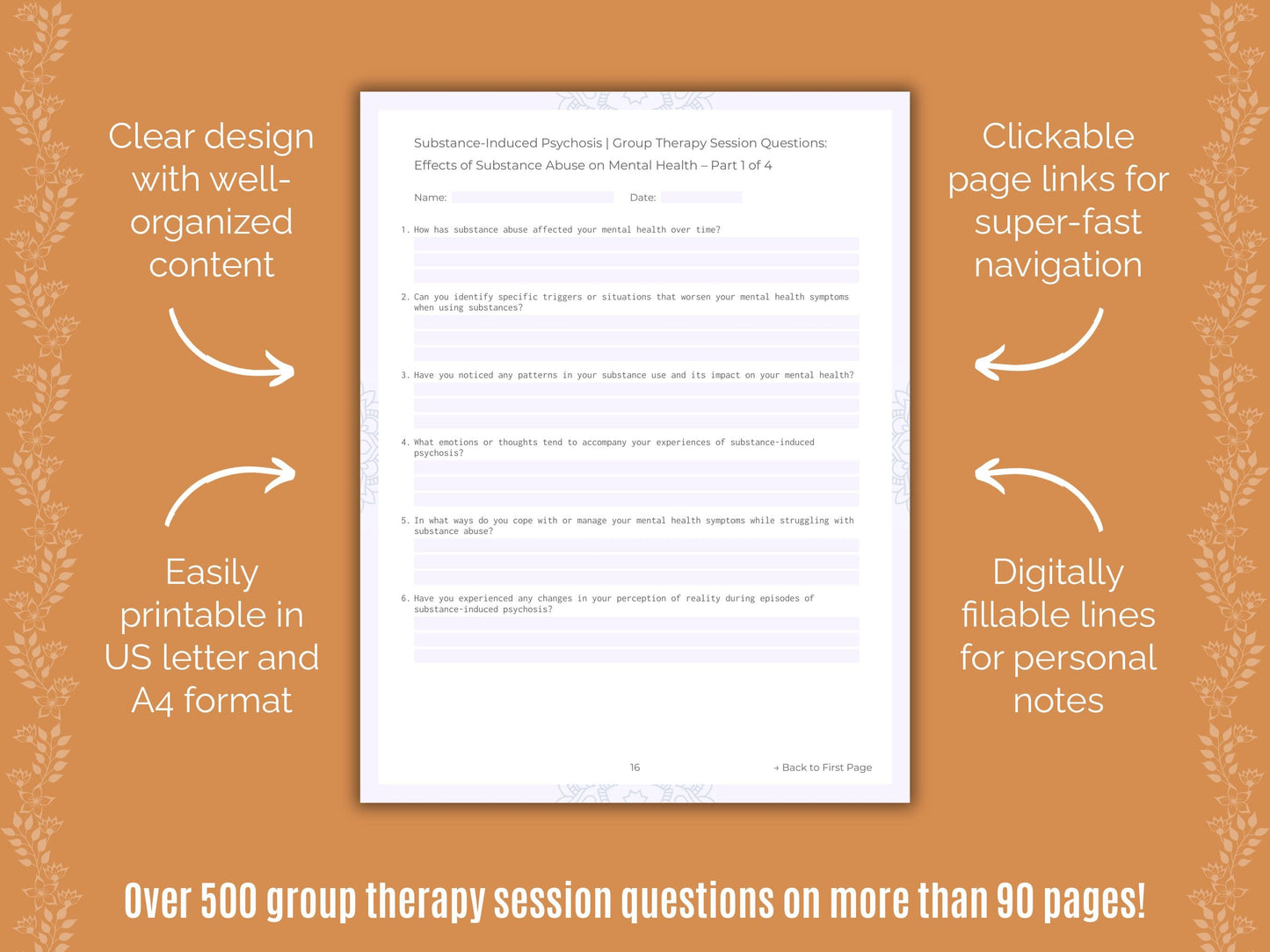 Substance-Induced Psychosis Group Therapy Counseling Templates