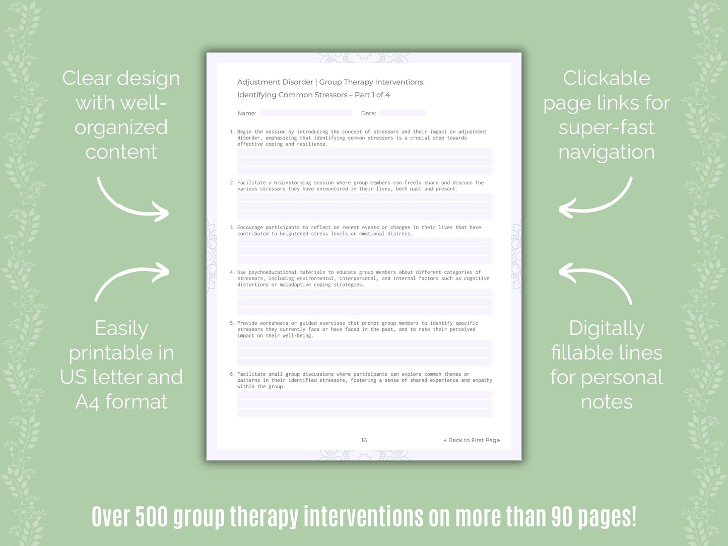 Adjustment Disorder Group Therapy Counseling Templates