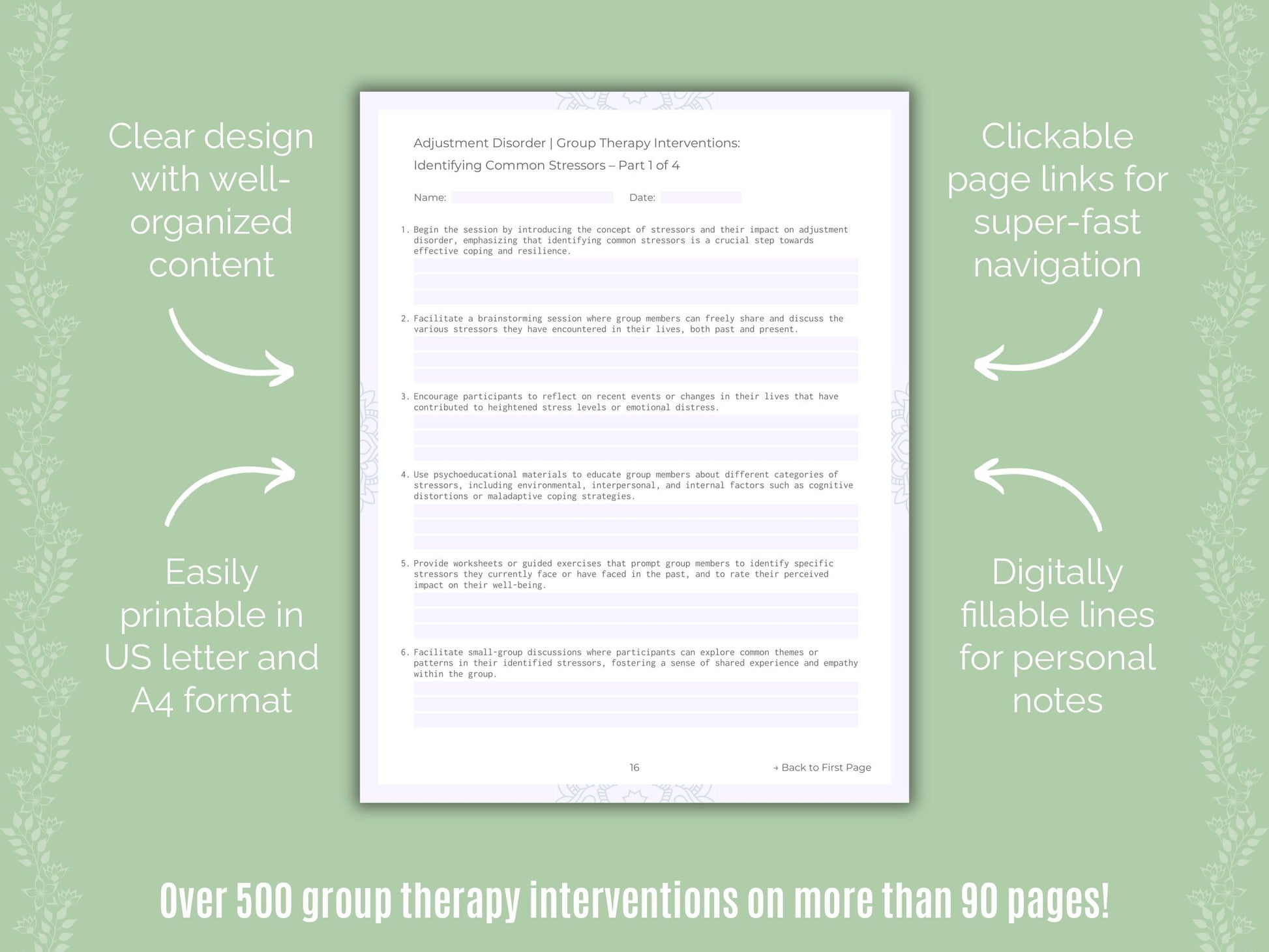 Adjustment Disorder Group Therapy Counseling Templates