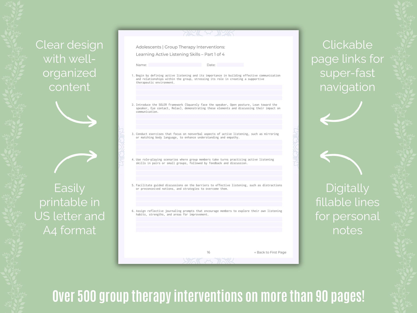 Adolescents Group Therapy Counseling Templates