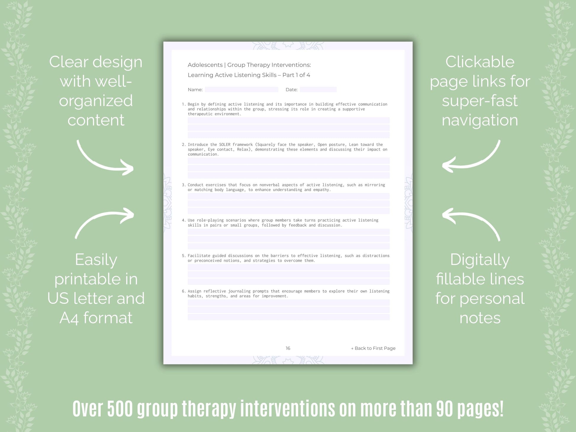 Adolescents Group Therapy Counseling Templates
