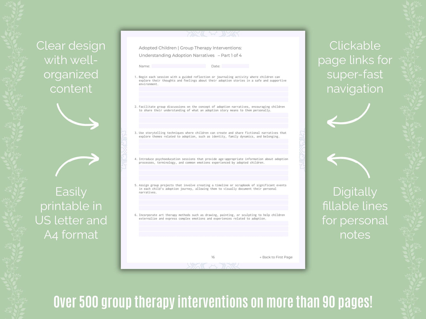 Adopted Children Group Therapy Counseling Templates