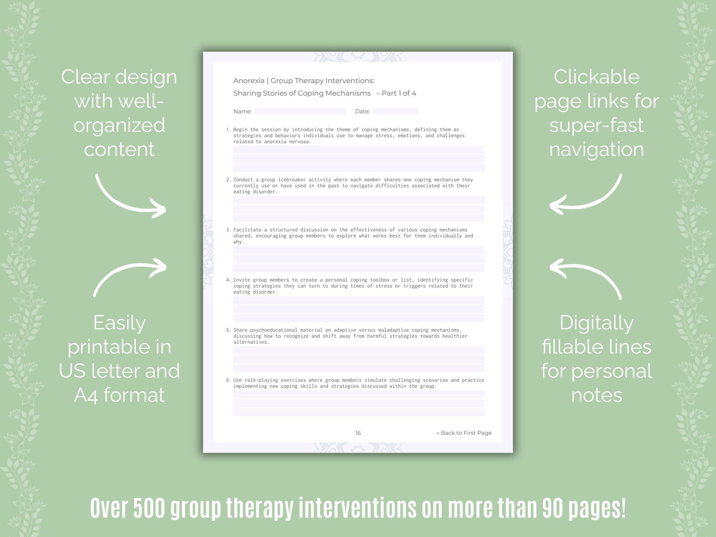 Anorexia Group Therapy Counseling Templates