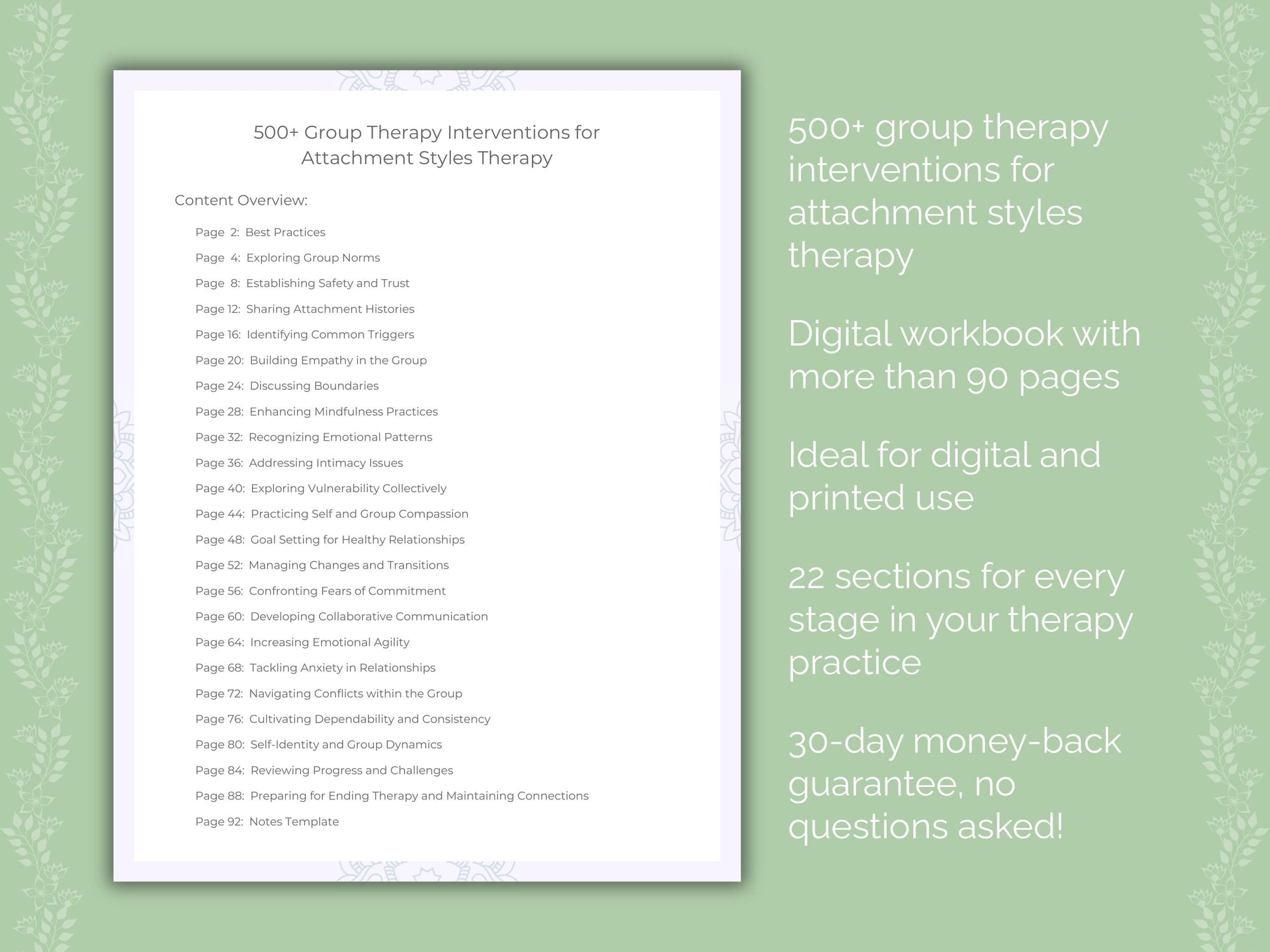 Attachment Styles Group Therapy Therapist Worksheets