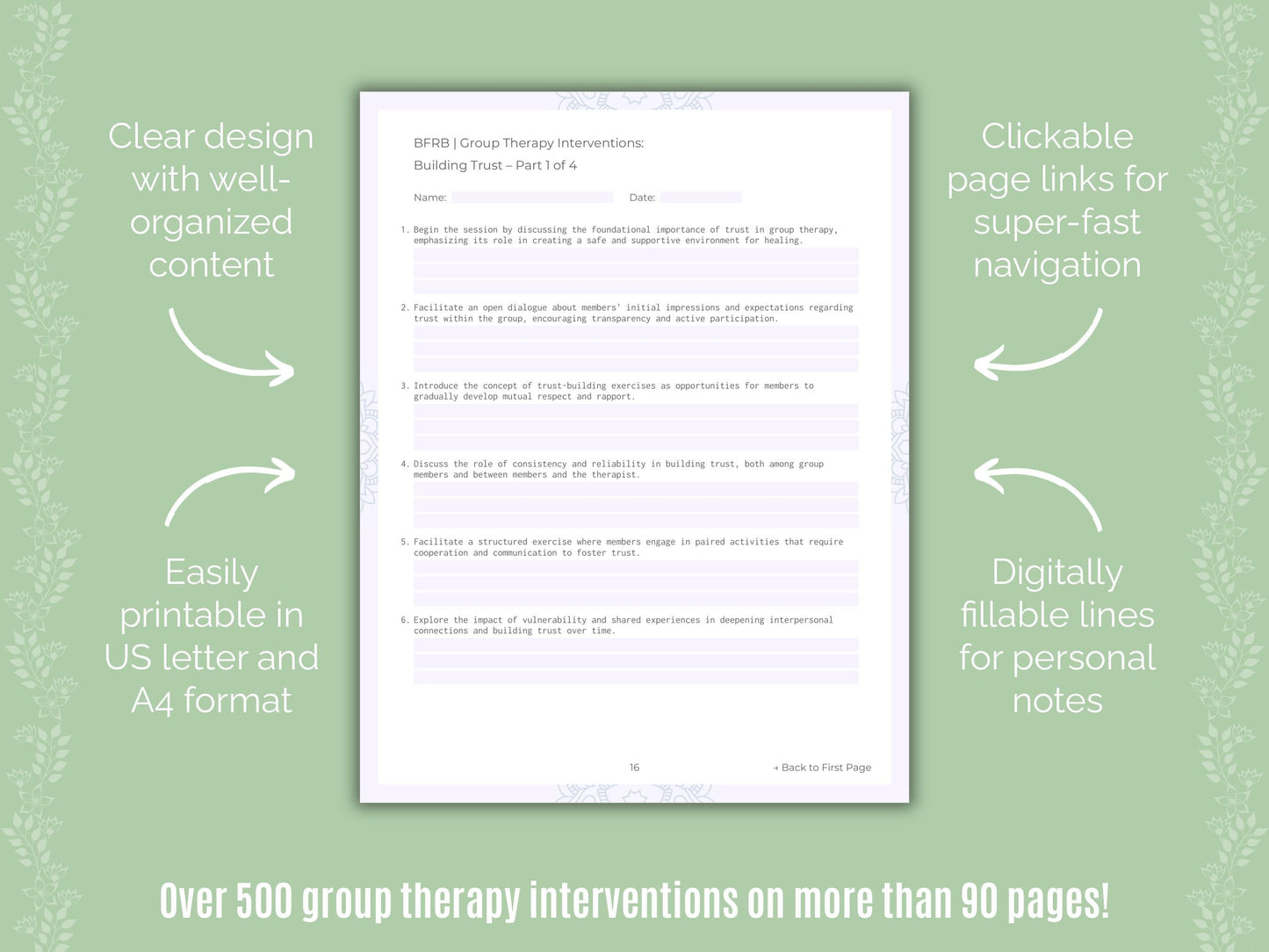 Body-Focused Repetitive Behavior (BFRB) Group Therapy Counseling Templates