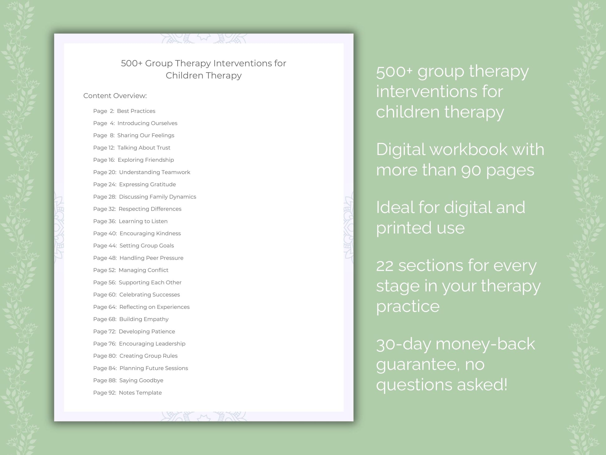 Children Group Therapy Therapist Worksheets