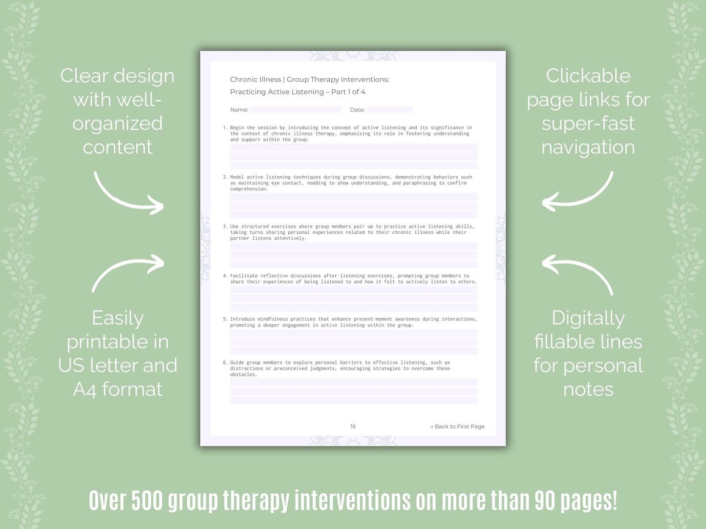 Chronic Illness Group Therapy Counseling Templates