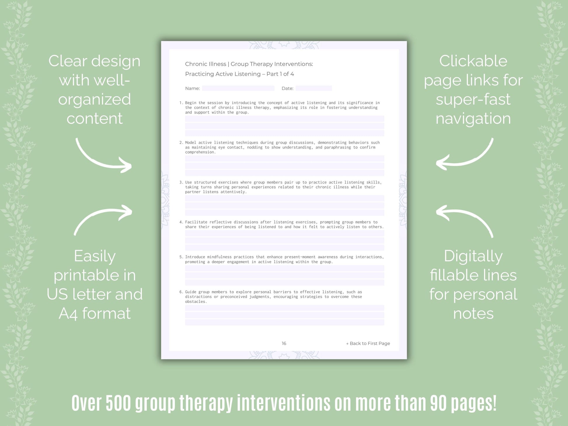 Chronic Illness Group Therapy Counseling Templates
