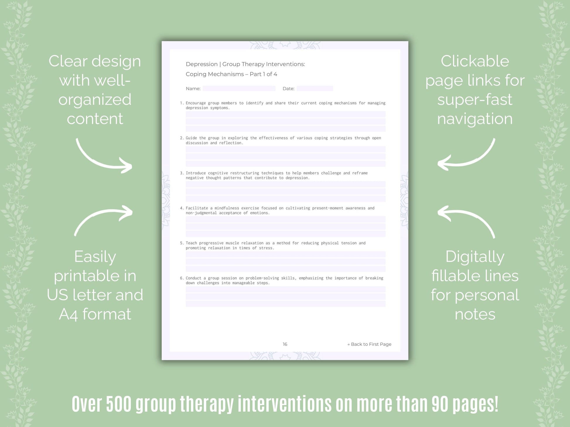 Depression Group Therapy Counseling Templates