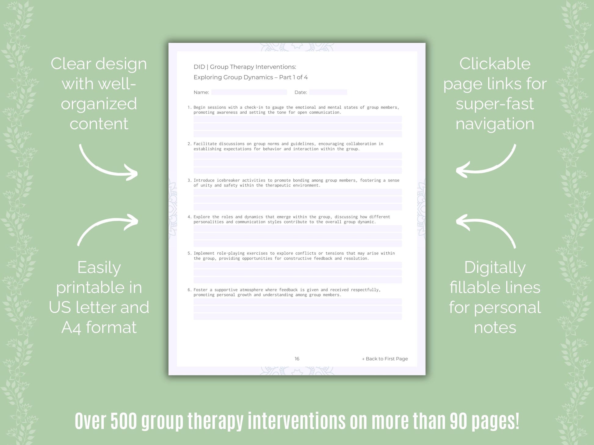 Dissociative Identity Disorder (DID) Group Therapy Counseling Templates