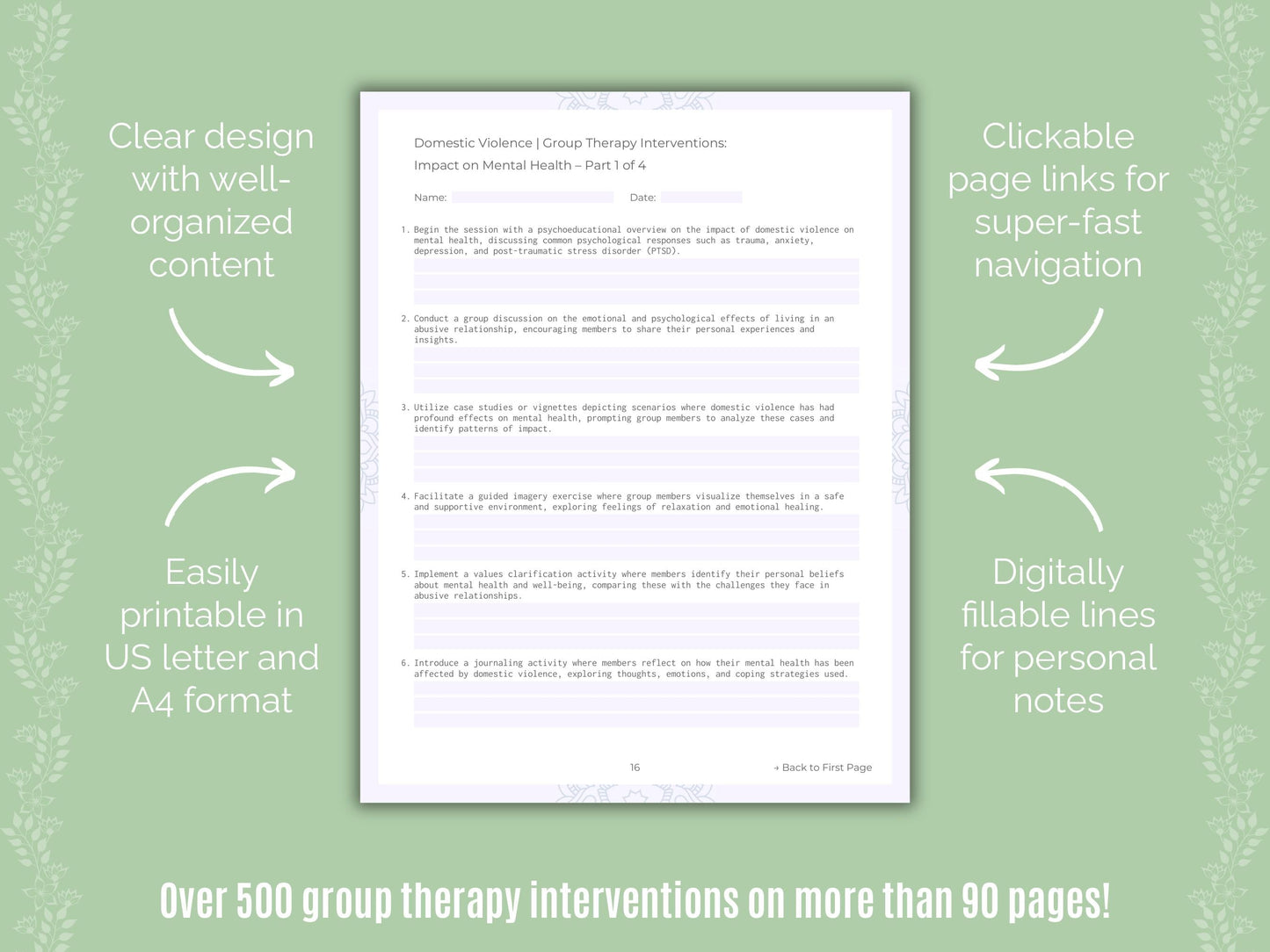 Domestic Violence Group Therapy Counseling Templates