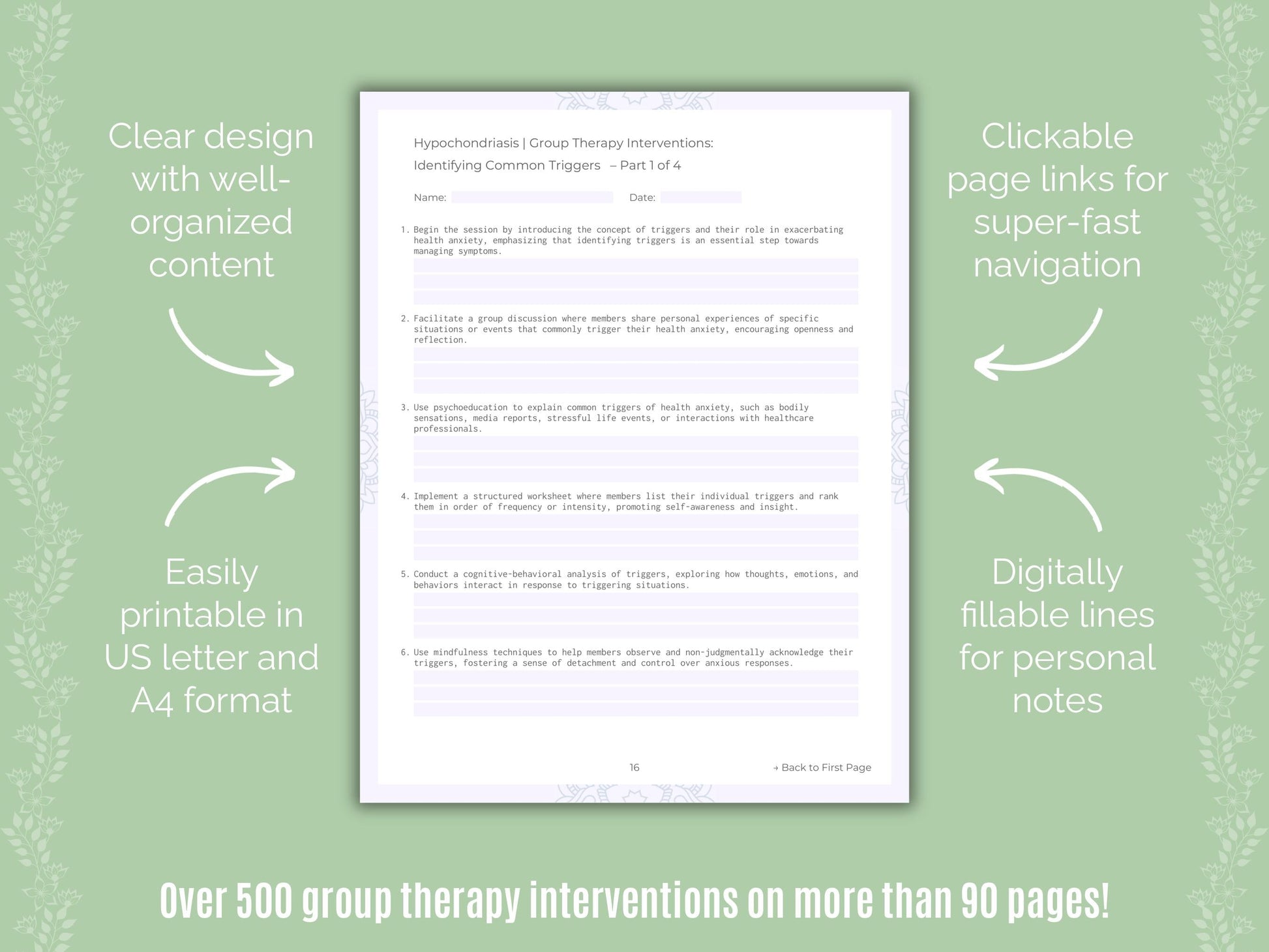Hypochondriasis Group Therapy Counseling Templates