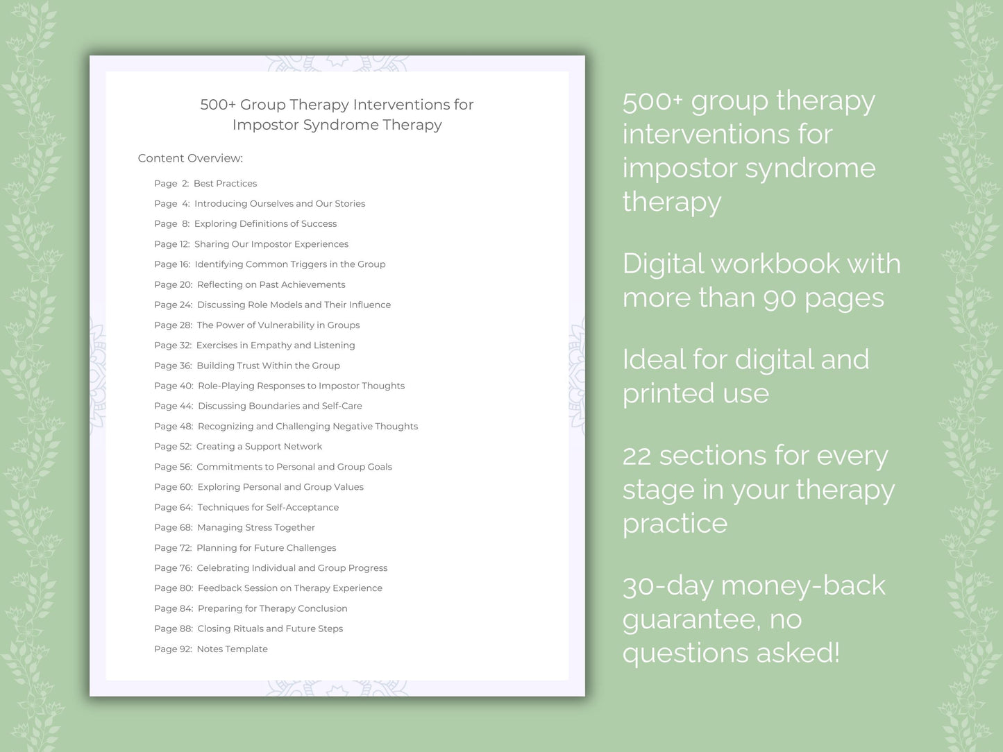 Impostor Syndrome Group Therapy Therapist Worksheets