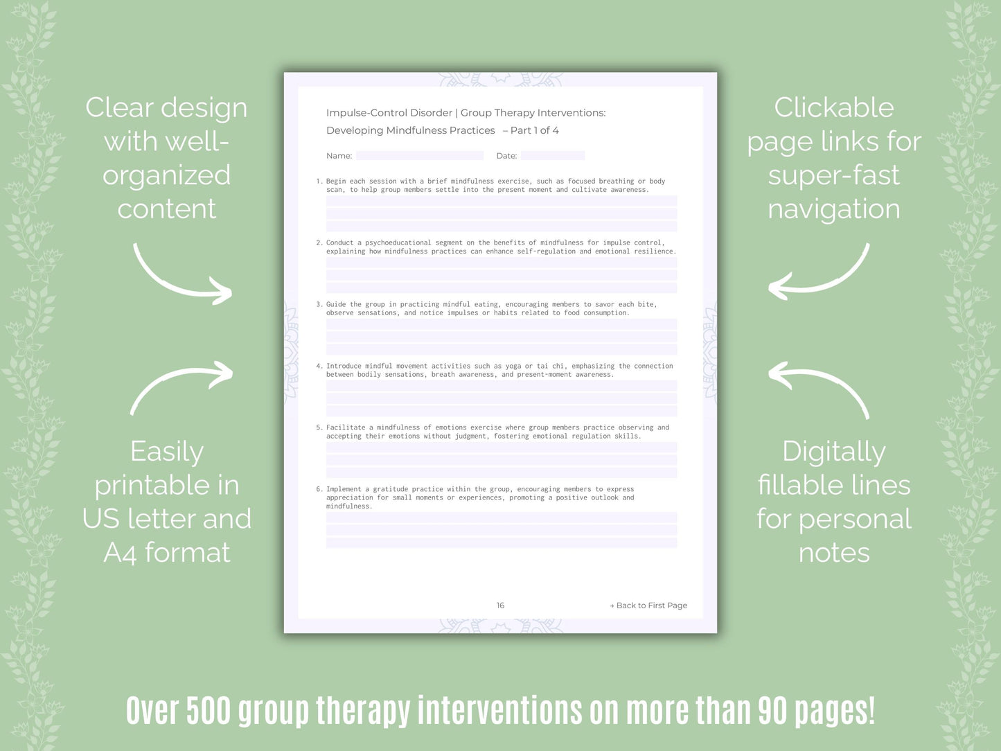 Impulse-Control Disorder (ICD) Group Therapy Counseling Templates