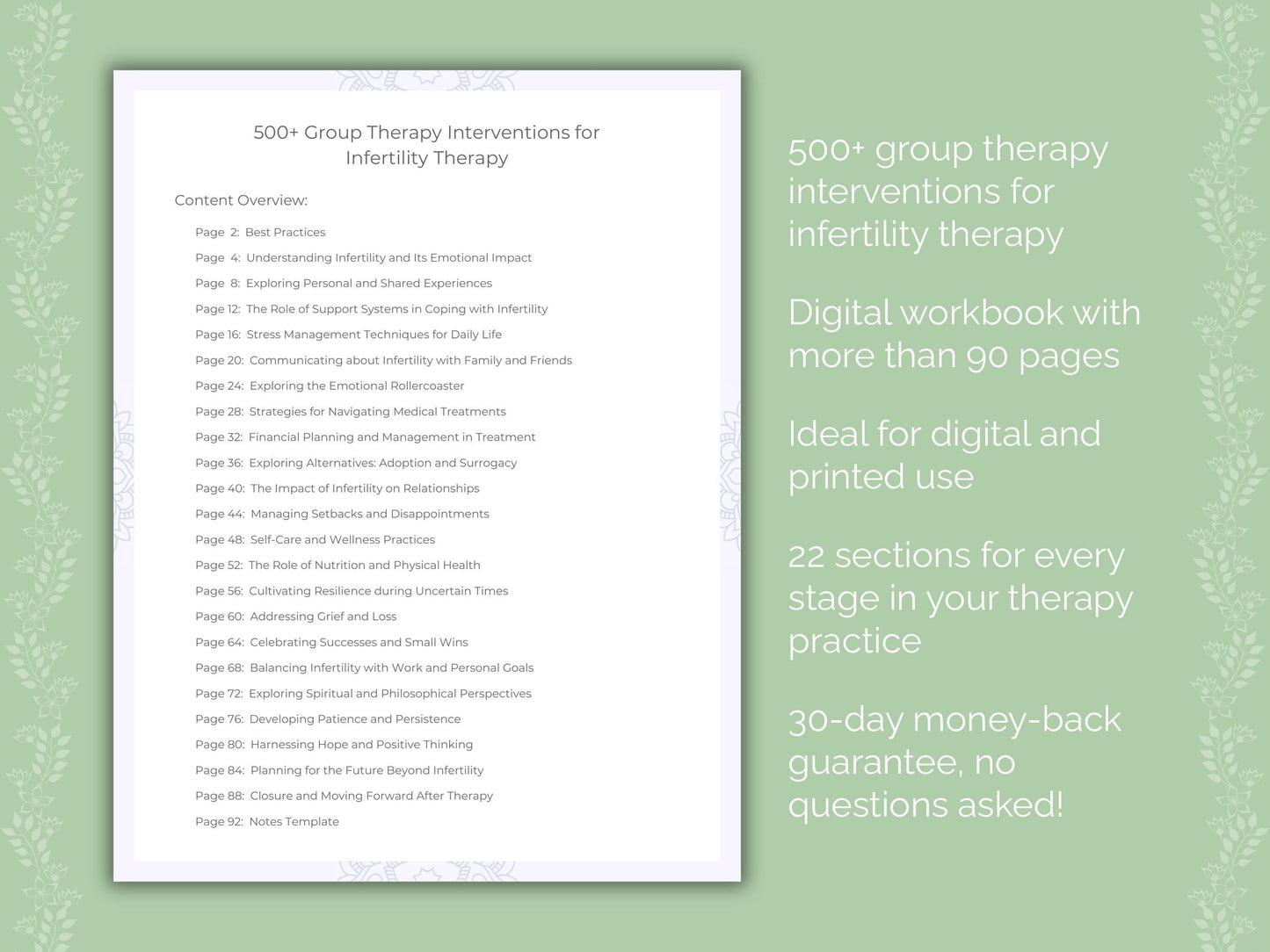 Infertility Group Therapy Therapist Worksheets